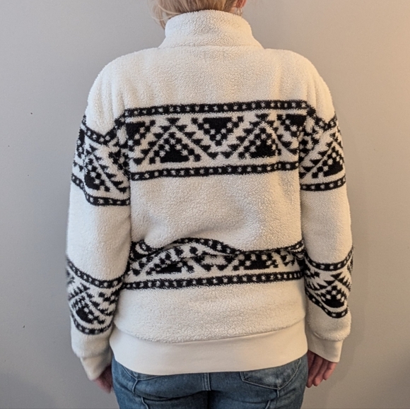 Faherty x B.Yellowtail High Pile Fleece Jacket Black Cedar Ridge Pattern, Size L - Picture 4 of 15